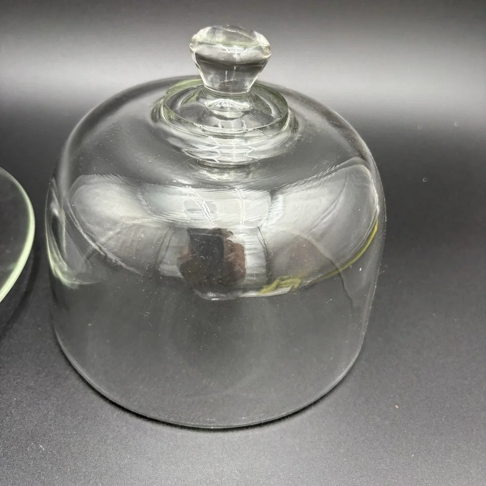 Arcoroc France Clear Glass 2-pc Cheese Dome Covered Serving Dish Vintage